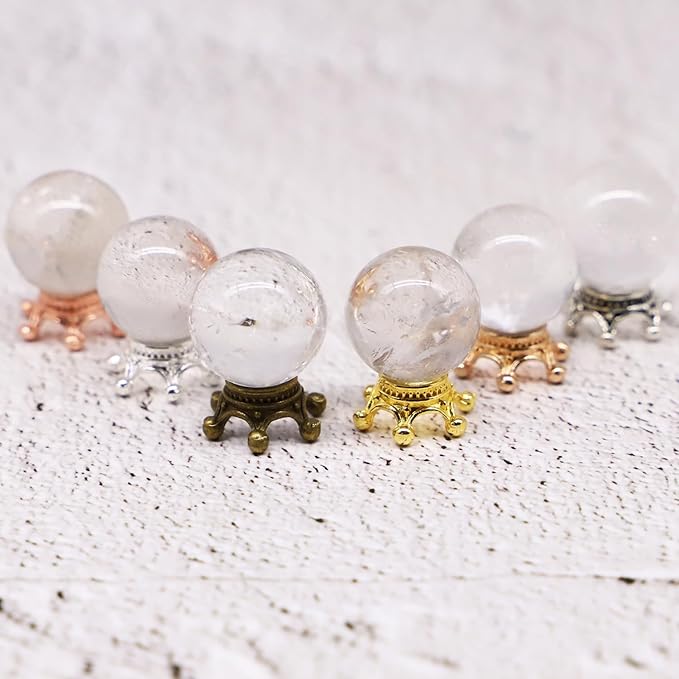 Fairy Garden 'Crystal' Ball, Miniature 'Crystal' Ball Glass, Dollhouse Miniature Gazing Ball, Dollhouse Wizard Minis, Terrarium Miniatures, Haunted Dollhouse, Halloween Miniatures Decor (Bronze)