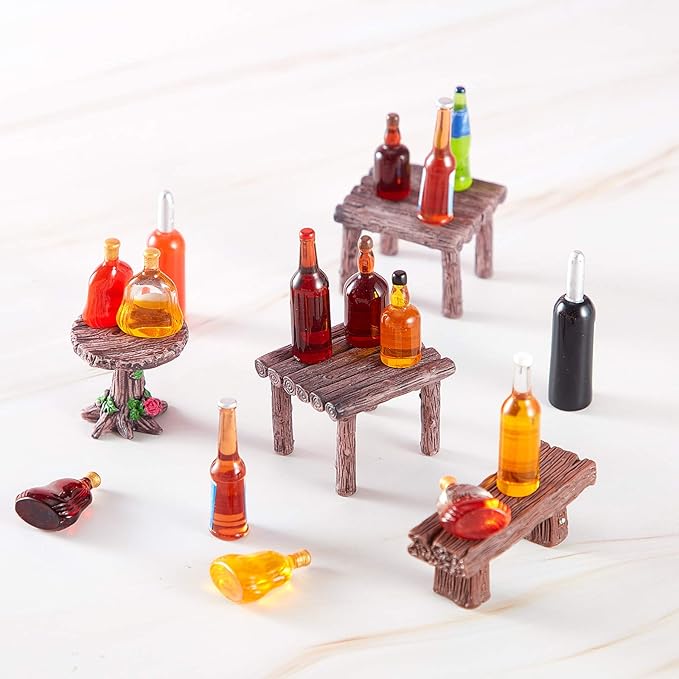 21 Pieces Miniature Bottles with 1 Piece Mini Toilet Cake Topper Dollhouse Cake Miniature Funny Toy Set for Party Celebrating Party, Birthday Decorations