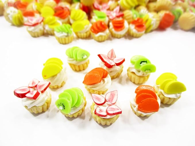 Dolls House Miniature Food Lot 10 Mixed Fruit Cupcakes Bakery Cupcake 4297