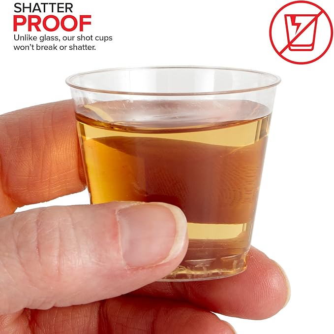 Stock Your Home 250 Pack Mini Plastic Shot Glasses (1oz) Clear Disposable Cups for Jello Shots, Wine Tasting, Liquor, Whiskey, Pudding, Sample Cup for Halloween and Elegant Parties