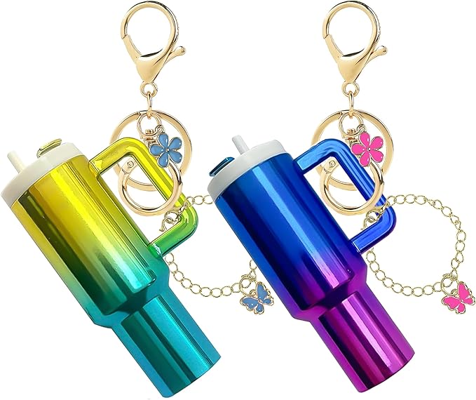 ERTUNA Mini Tumbler Keychain Accessories for Stanley Cup, 2 Way Cute Charms Chapstick Lip Balm Holder for Women Purse Handbag