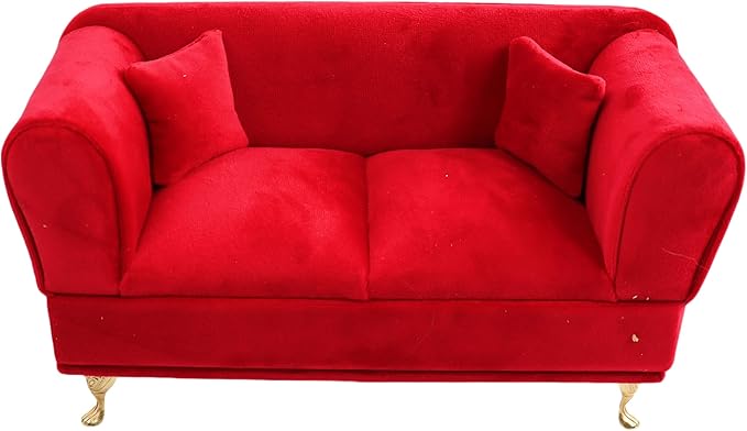 CONCISE Elegant Velvet Jewelry Organizer Box with Hidden Storage. Sophisticated Ring, Earring & Trinket Holder for Women's Vanity Display. Unique Adult Home Decor Accent (Sofa Design) - Red Sofa