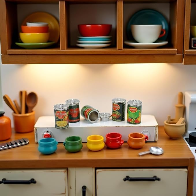 5Pcs Miniature Cans Dollhouse Kitchen Accessories, 1:12 Scale, Dollhouse Décor and Miniature Food