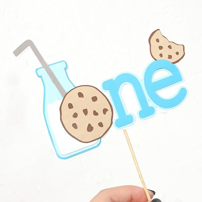 Milk and Cookies one cake topper - Milk and Cookies 1st Birthday Decoration, One Sweet Boy Birthday Decor, Boy FirstBirthday cake topper
