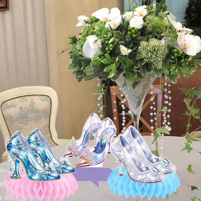 High Heel Honeycomb Centerpieces Crystal High Heel Party Decorations 12PCS Crystal Shoes Birthday Centerpieces Glass Stiletto Heels Table Decor for Wedding Bachelorette Party Supplies