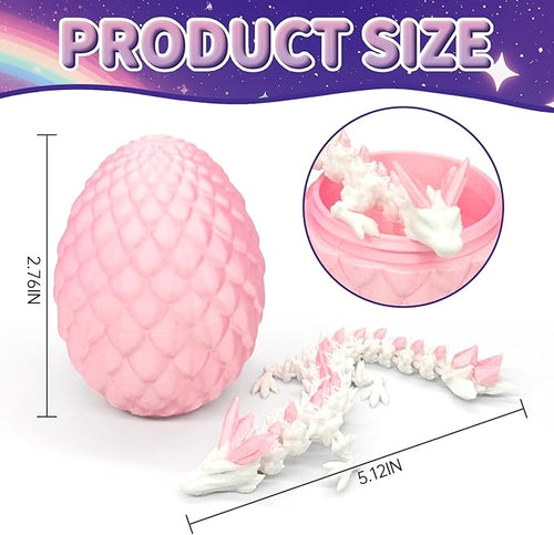 12PCS 3D Printed Dragon Eggs with Dragon Inside, Mini Dinosaur Eggs Articulated Crystal Animal Fidget Toy for Party Decor, Brithday Gift, Halloween