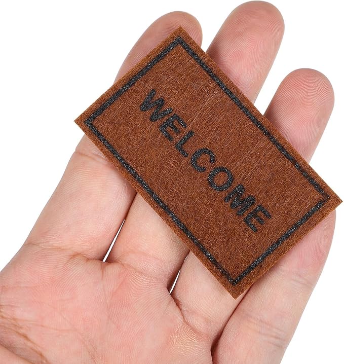Alasum Mini Welcome Carpets for Dollhouse, Handcrafted 1:12 Scale Miniature Floor Mats, Soft Brown Entryway Rugs for Dollhouse Decor, Home Decoration & Playsets (3Pcs Set)