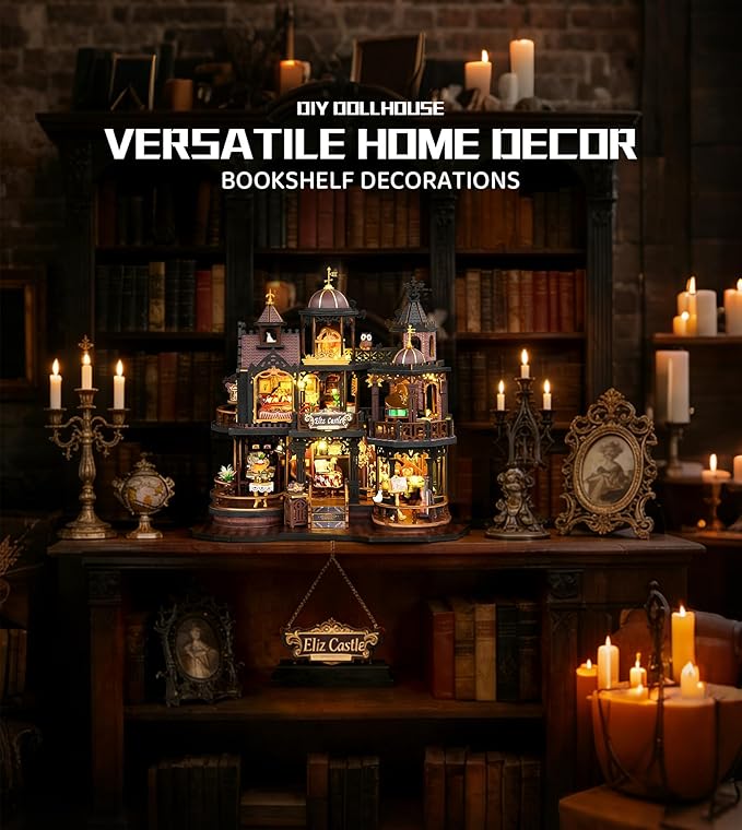 DIY Doll House, Edinburgh Castle Miniature House Kit 3D Wooden Puzzle with LED Lights and Music Box, House Building Kit for Home Decoration and Creative Gift for Adults & Teens