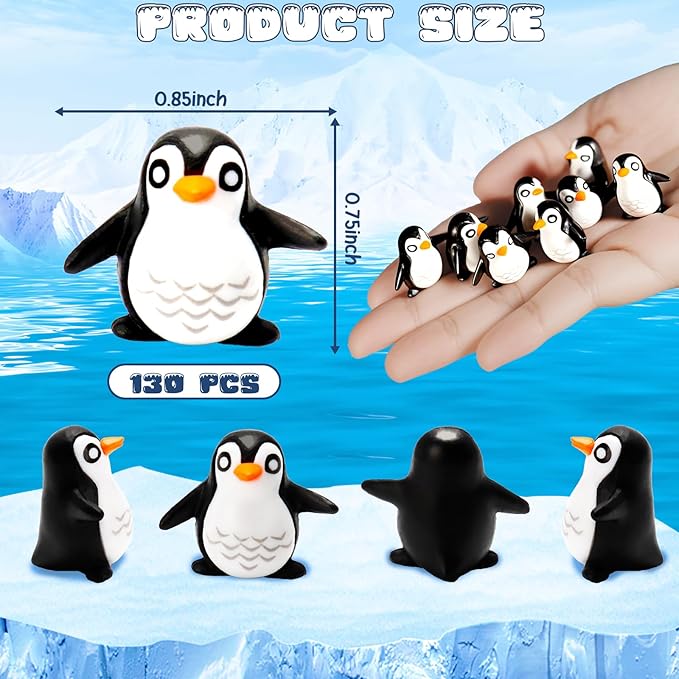 Bbiamsleep 130 Pcs Miniature Penguin Figurine Mini Resin Penguin Figurines Mini Resin Animals for Fairy Garden Micro Landscape Winter Christmas Decor