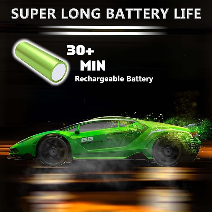 RC Drift Car 1:24 Remote Control Car 4WD 15KM/H High Speed Racing Sport Car with LED Lights RC Cars Toy for Kids Boys Girls Adults Gifts Birthday Christmas Rechargeable Batteries