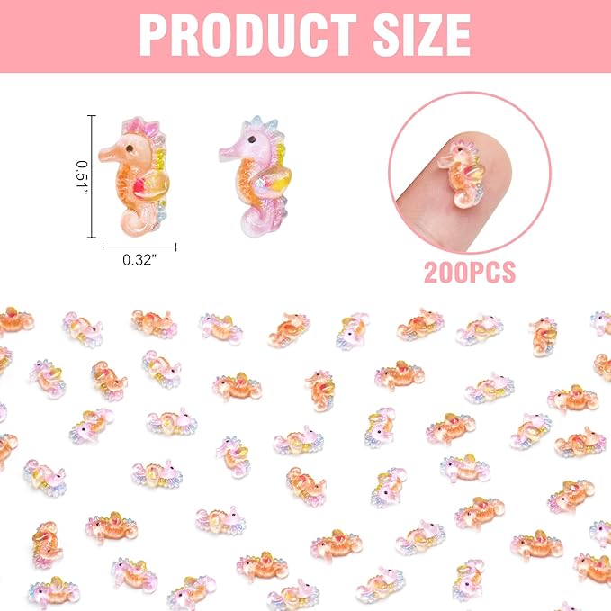 200 Pieces Tiny Seahorse Decor for Crafts Dollhouse Miniatures Resin Micro Seahorse Ocean Decorations for Dollhouse Fairy Garden Micro Landscaping Decoration