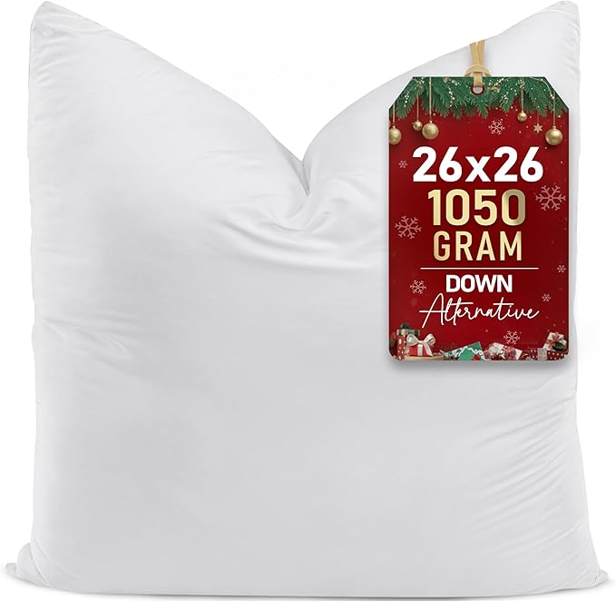 Utopia Bedding Throw Pillows (Set of 1, White) – 26 x 26 Inches Down Alternative Pillows for Bed, Sofa, and Couch - Fluffy Decorative Stuffer Pillow for Indoors & Outdoors