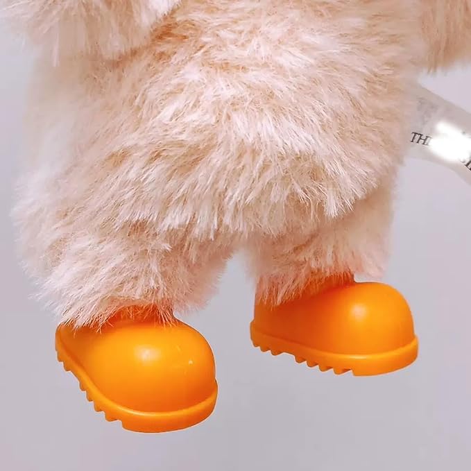 sunla Doll Shoes for 17cm Doll, Cute Mini Shoes Accessories for 17cm Dolls Sitting Standing Series, Silicone Doll Rain Shoes Boots(1 Pair Orange)