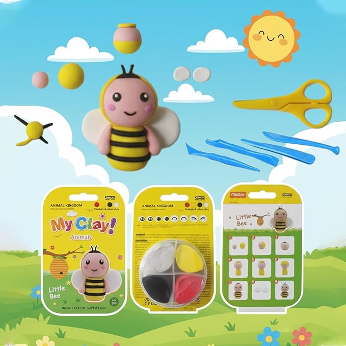 Air Dry Clay Kit, 12 Animals Kingdom Modeling Clay for Kids, DIY Model Magic Clay with Tools&Idea Cards, Soft&Non-Sticky, Safe&Non-Toxic Magic Clays, Creatible Art Crafts Toys Gifts for Boys Girls