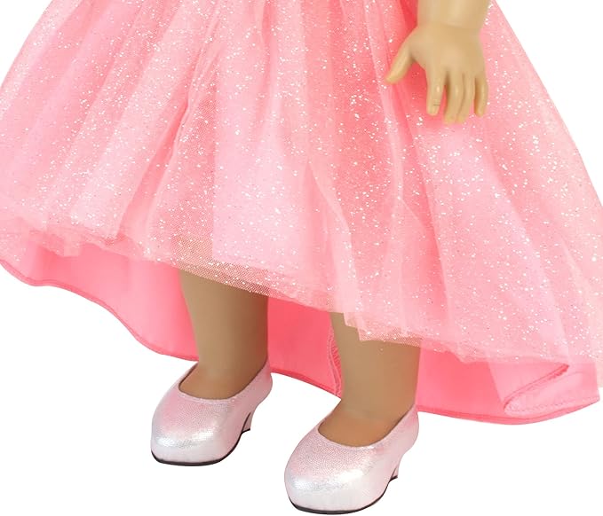 Sophia's Sparkling High Heels with Closed Toes and Glitter Platform Pumps for 18 Inch Dolls, Silver