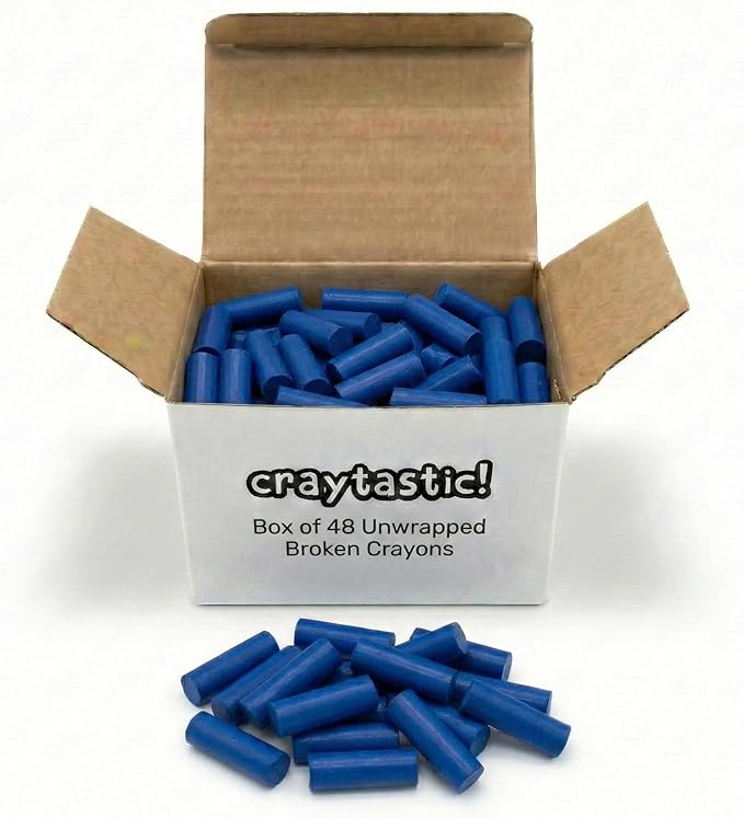 Craytastic! Bulk Unwrapped Crayons (Blue) - Box of 144 Pieces = 48 Full Size for Crafting, Parties, Kids - Broken Crayons, Paperless - Safety Tested Compliant with ASTM D-4236