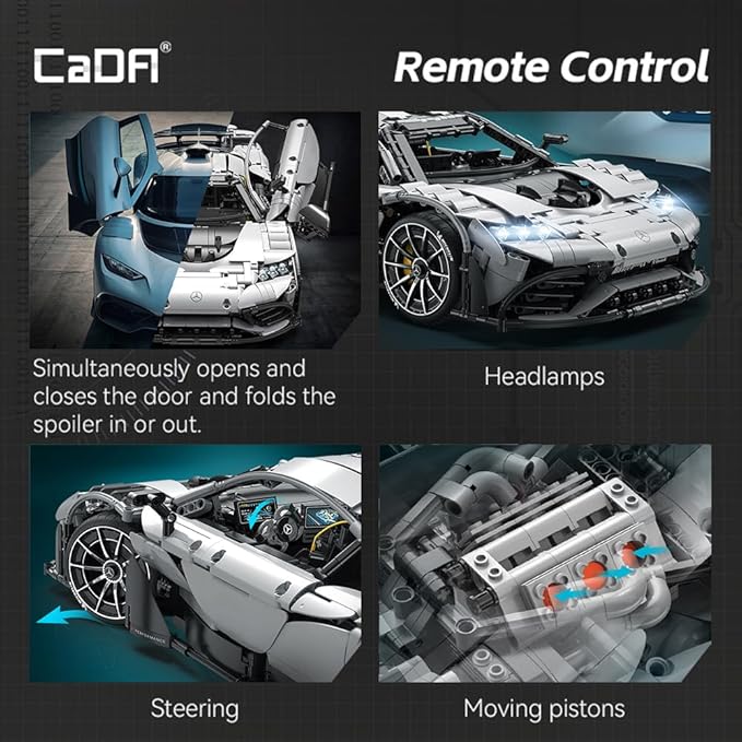 CaDA C61503W Mercedes-AMG ONE Builidng Block Set, 1:8 Mercedes AMG Speed Champion Brick Model with Ejection Start Gameplay, Super Car Collection Toy Sets for Adults (3295PCS)