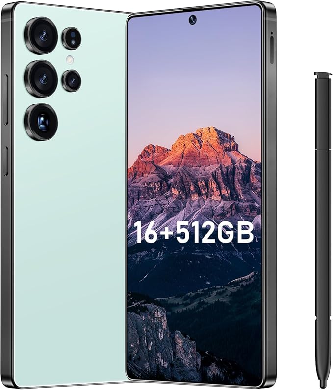 Bnjbmj I25 Ultra Flagship Killer Smartphone - Snapdragon 8 Gen 3, 16GB+512GB, Massive 6.99" FHD+ Display, 108MP+68MP Pro Cam, 7000mAh 2-Day Battery, Android 14, Includes Stylus Pen (Cyan)