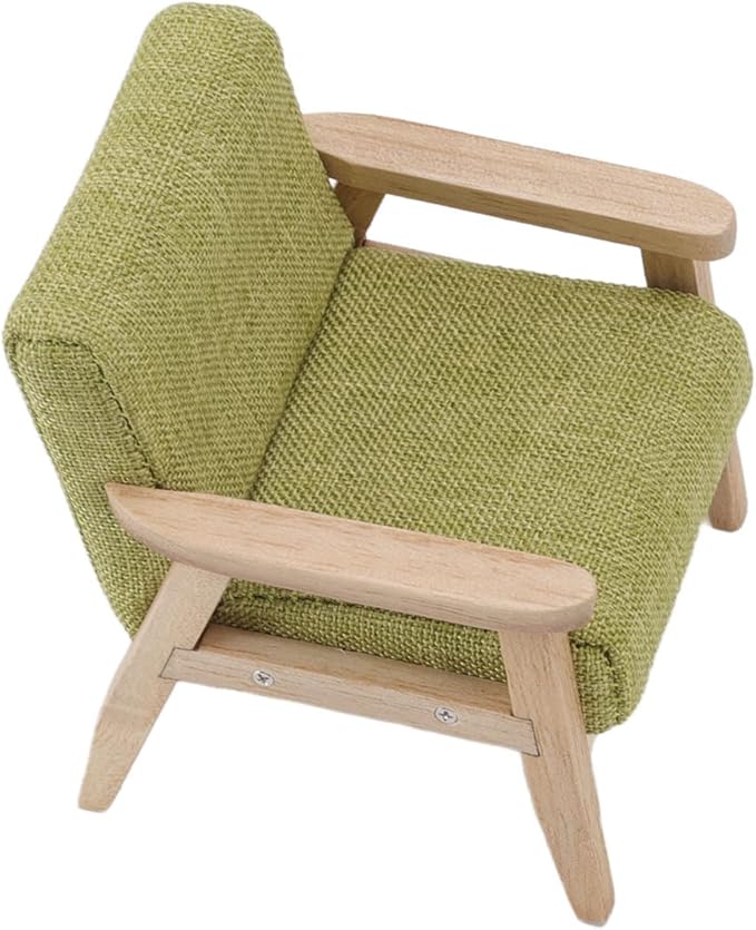 Dollhouse Furniture, Doll House Miniature Sofa Hand Painted Single Lifelike Modeling Decoration for 1 : 12 Doll House (Grass Green)