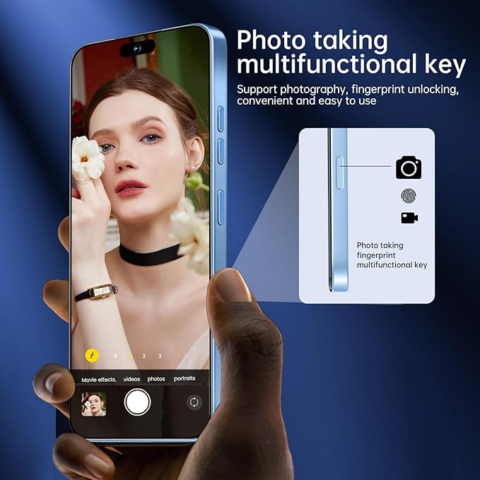 OEJBK 16PROMA X Smartphone New Upgrade 16GB+512GB/6.99" Display 68+108MP Zoom Camera,Tempered Glass Finish, 7000mAh Android 14 Smartphone (Blue)