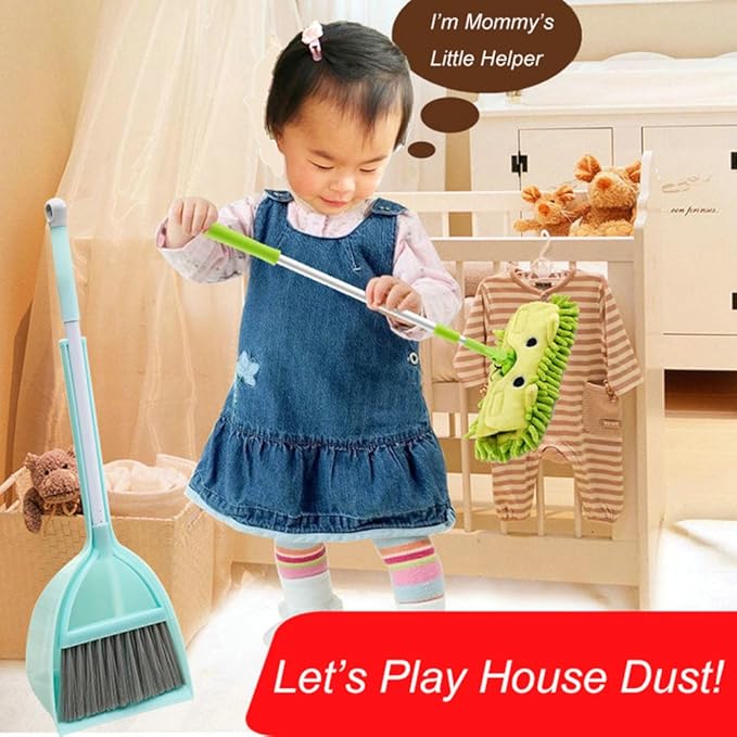 Xifando Kid's Housekeeping Cleaning Tools Set-Kids Cleaning Set 5 Piece -Pretend Play Home Cleaning Kit, Include Mop,Broom,Dust-pan,Duster Brush,Towel