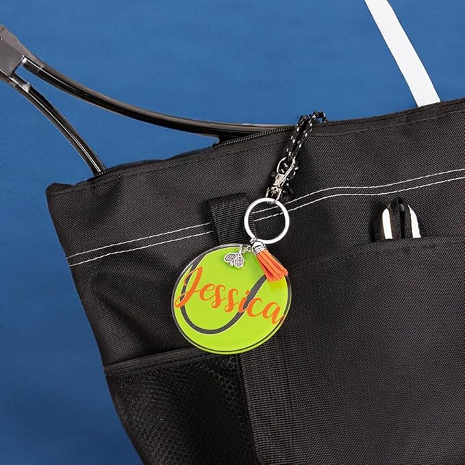 ipetlive Custom Tennis Keychain With Tassel Acrylic 2 pcs Tennis Ball Keychain Tennis Gifts For Men Women