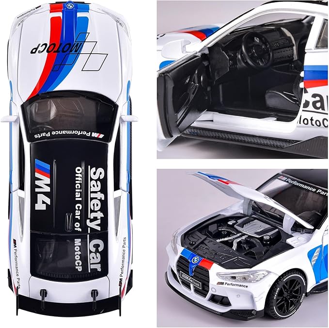 Toy Cars 1:32 M4 Diecast Cars - Light, Sound & Pull Back Function Model Cars- Zinc Alloy Car Model for Kids Who Love car Mechanics & Collecting Exotic Sports Car Toys (White)