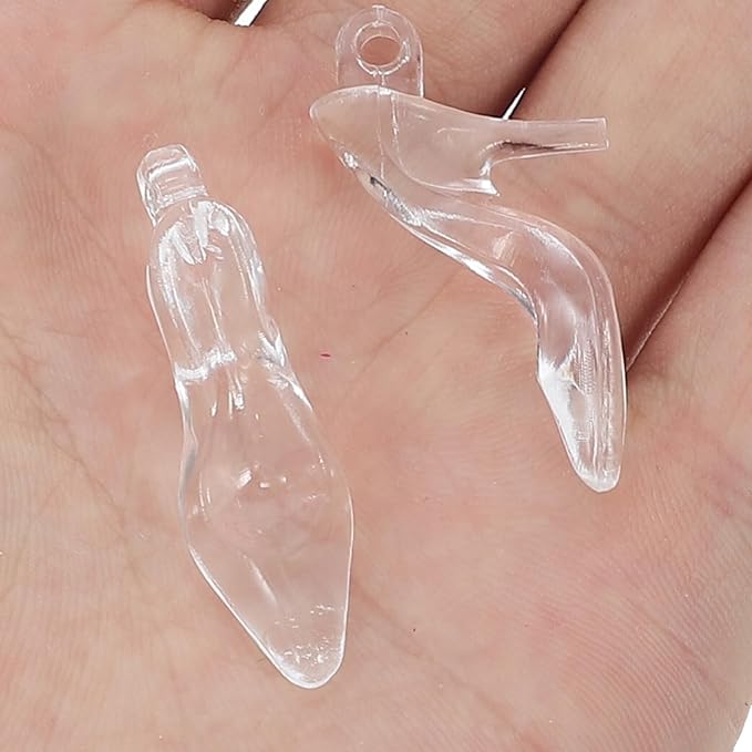 ABOOFAN 24pcs Mini Acrylic Princess Slippers High Heel Shoe Ornaments Party Decorations for Wedding Birthday Party