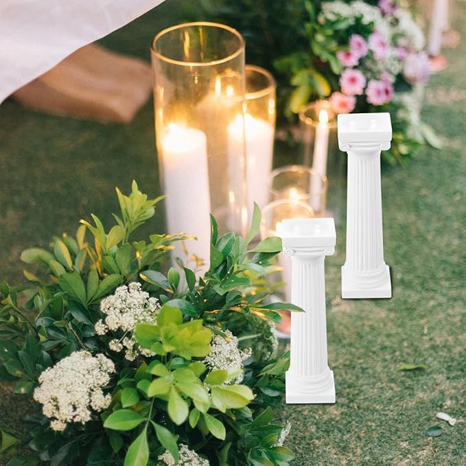 VICASKY 6 Pcs Roman Pillar Statue: Greek Column Decor for Wedding Party Table Centerpieces White Plastic Miniature Columns for Photography Props Dollhouse Decor 4.92 Inch