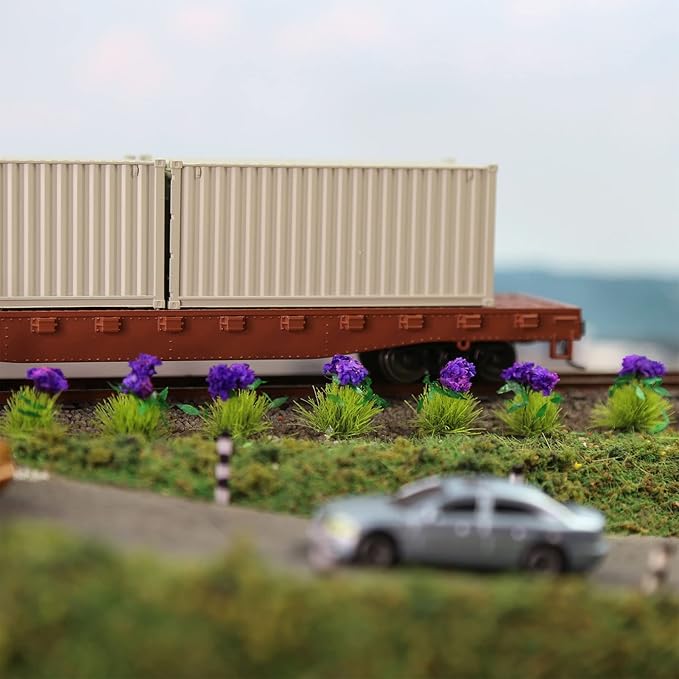 Miniature Vegetation Flower Cluster Garden Shrub Tufts with Model Bases War Game Scenery (C)