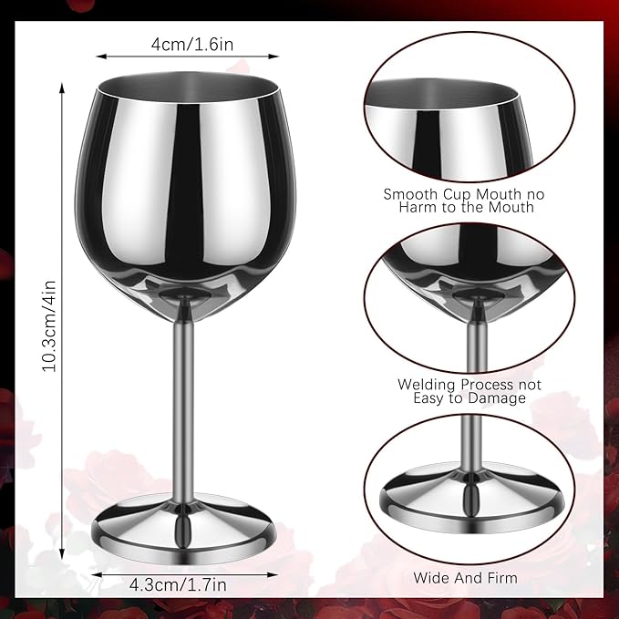 Remerry Set of 6 2.36 oz Black Stainless Steel Shot Glasses Cute Mini Wine Glass Reusable Metal Shot Cups Barware for Tasting Brandy Drinking Snifter Whiskey Bourbon Tequila Bar Gift Party Supplies