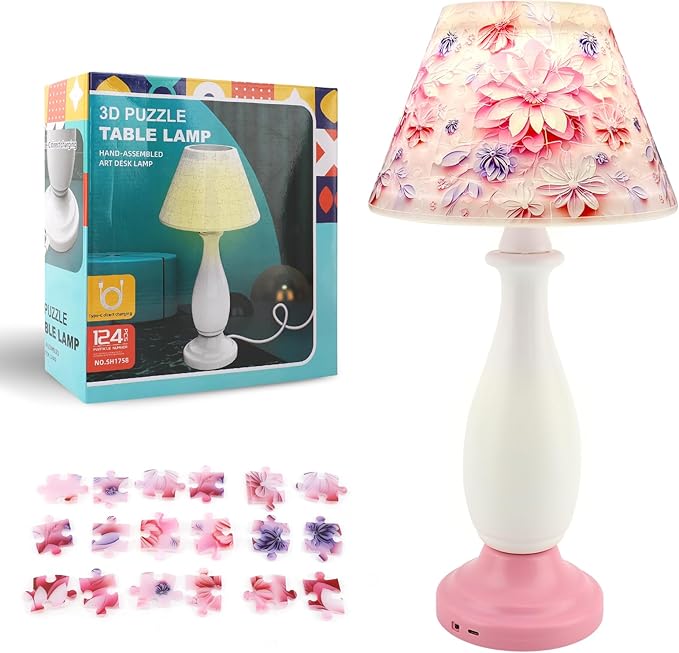 3D Puzzle Night Light DIY Crafts Assembled Toys Book Nook Kit Bedside End Table Lamp for Chrismas Birthday Gift Home Desk Decoration