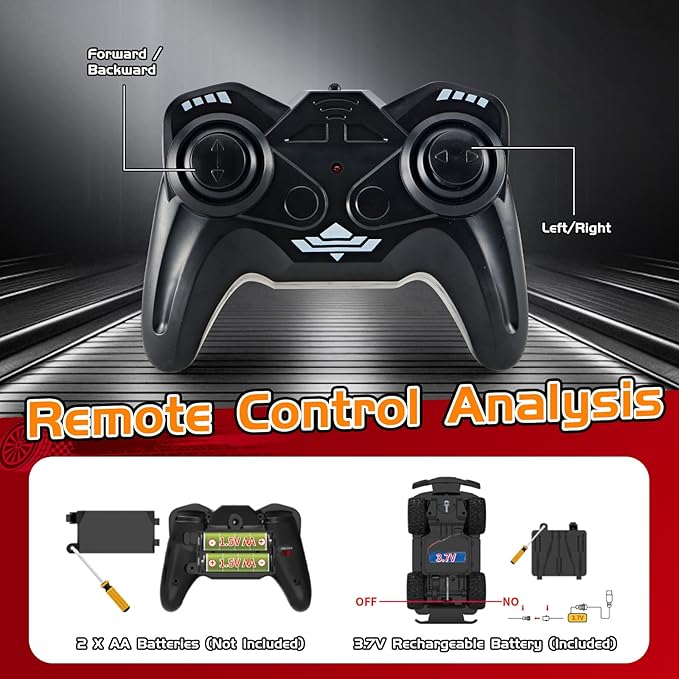 Remote Control Cool Off-Road Vehicle Truck, 2.4GHz RC Car with LED Lights, 1:20 Scale Off-Road Vehicle, Red RC Truck,Remote Control car from a Long Distance,Gifts for Children (RED)