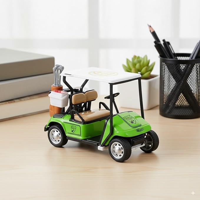 LOGOFUN Mini Golf Cart Miniature Golf Cart Model Toy 1:36 Scale Golfcart Pullback Vehicle for Dollhouse Cake Toppers Decorations - Green