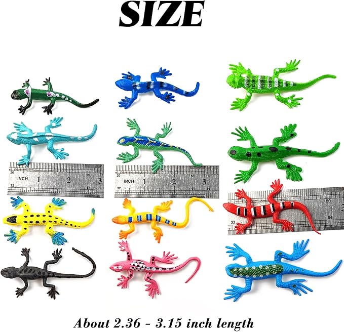 TIHOOD 28PCS Plastic Mini Lizard Toys Kit for Kids Colorful Plastic Fake Model Artificial Reptile Lizard for Teens Adults Decoration Figure Educational Toys Halloween Party Favors Decoration