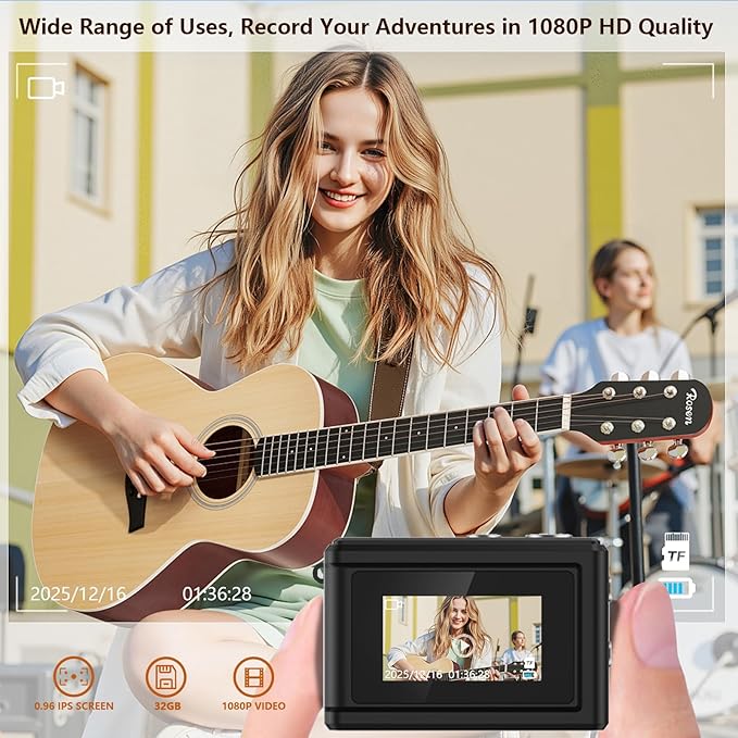 Gift for Teen Boys & Girls - Mini Keychain Camera, 1080P Portable Digital Camera with 0.96" Screen, Includes 32GB Card for 12MP Photo Video, Birthday Graduation Travel
