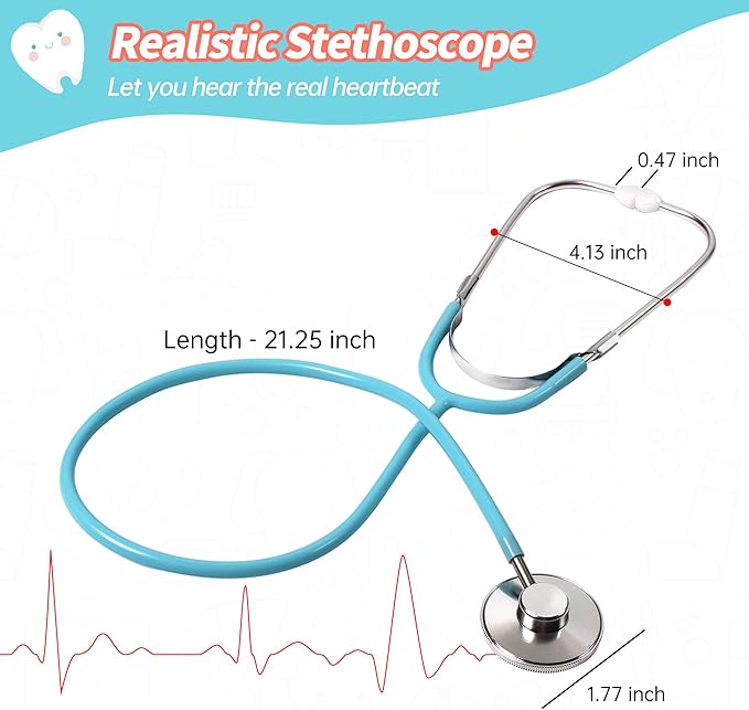 Phobby Durable Doctor Kit for Kids, 27 Pcs Deluxe Pretend Play Medical Kit Toy with Real Stethoscope, Doctor Toys for Toddlers Boys Girls Aged 3 4 5 6 7 8