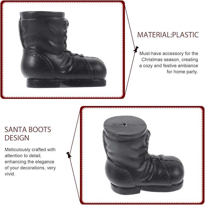 CHRWAKLE 10Pcs Mini Santa Boots Black Elf Shoes for Christmas Crafts Dollhouse Decorations