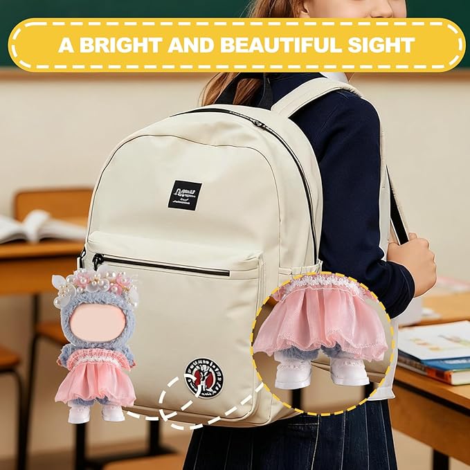 Cute Doll Shoes for Lububu, Premium Doll Shoes for 4-7in Dolls, Compatible with Lububu Doll Clothing & Outfits(White Laces)
