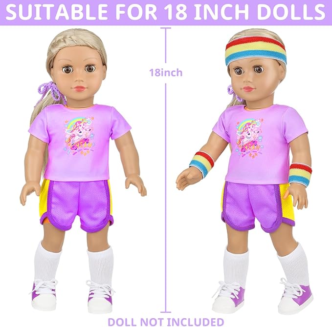 American 18 Inch Doll Skateboard Outfit Set for - 11pcs Fashion Doll Clothes and Accessories