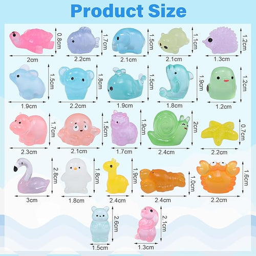 160 Pcs Mini Resin Animals Luminous Tiny Resin Animal Figures to Hide 35 Types Variety Mini Animals Ducks for Fairy Garden Accessories Micro Landscape Aquarium Decor Garden Dollhouse Accessories