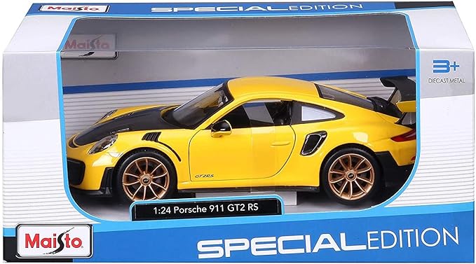 Maisto 1:24 Scale Special Edition 2018 Porsche 911 GT2 RS Diecast Vehicle - Yellow/Black