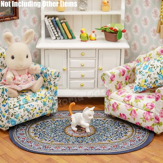 Odoria 1/12 Miniature Rugs and Carpet Dollhouse Decoration Accessories, Blue