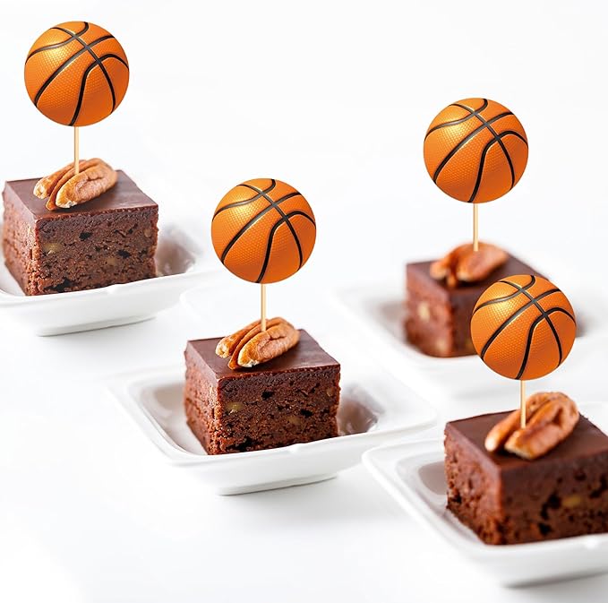 Ercadio 24 Pack Double Sided Basketball Cupcake Toppers Star Sports Ball Cupcake Picks Baby Shower Basketball Sports Players Theme Birthday Party Cake Decorations Supplies