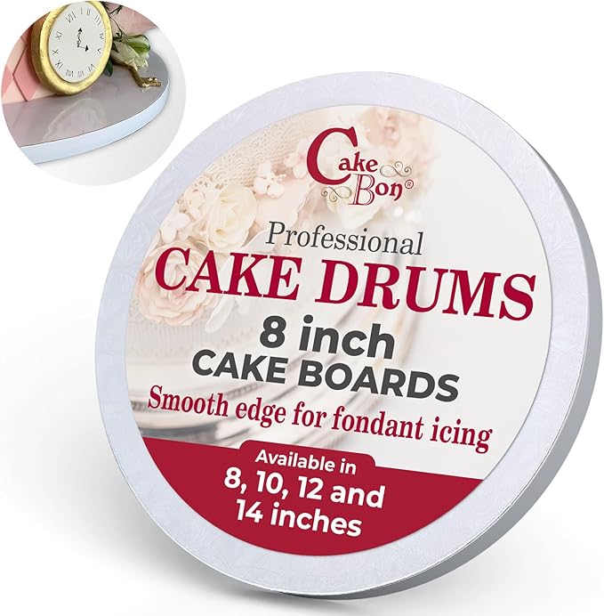 Cakebon Round Cake Boards - Sturdy 1/2 Thick Drums - 8 Inch Professional Smooth Straight Edges White 12-Pack