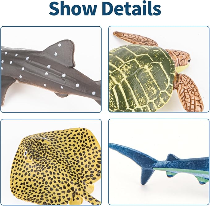 36PCS Sea Animal Toys with Shark, Whale, Octopus & Other Ocean Animal FigurinesToys for Kids, Ocean Theme Cake Toppers Party Favors Birthday Gift for Boys Girls