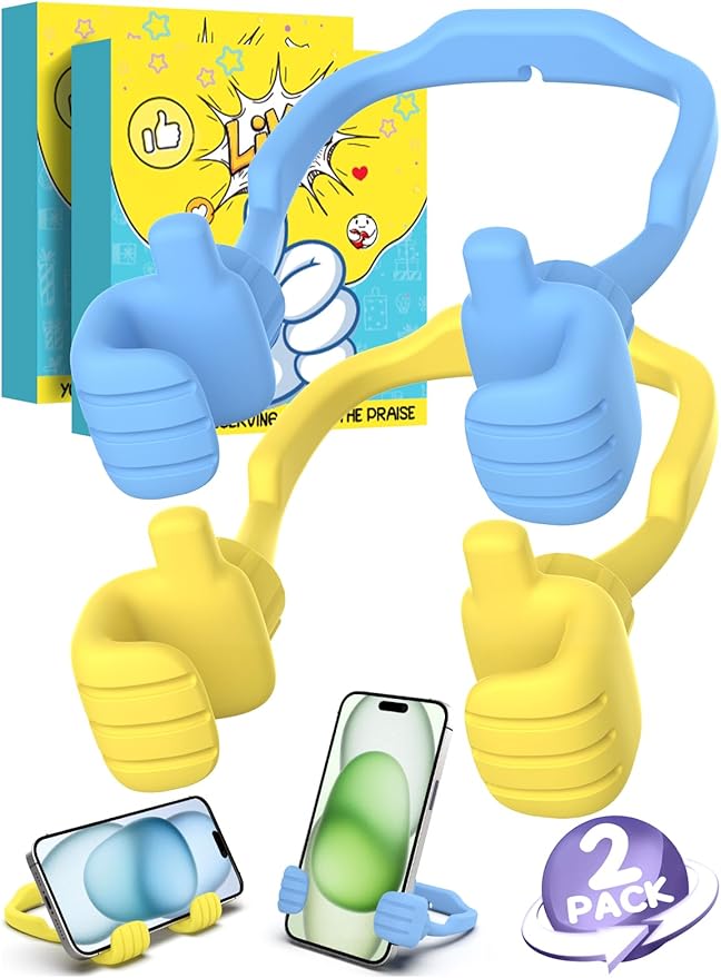 Stocking Stuffers for Teens Girls Boys Adults Cell Phone Stand: UPGRADE Adjustable Thumbs Up Lazy Phone Holder for Desk Cool Gadgets Fun Birthday Gift Ideas for Kids Teenager Women Gifts for Christmas
