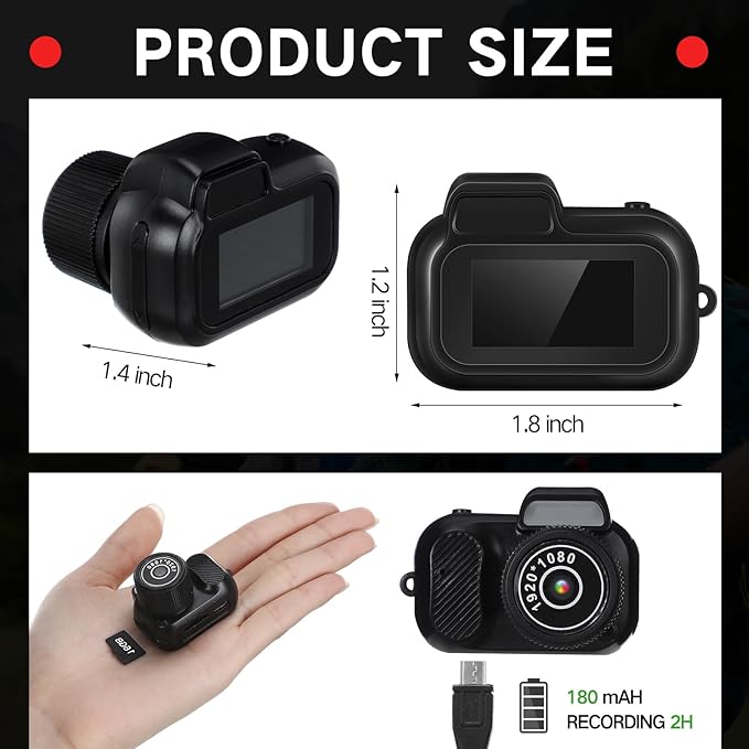 Relaxweex 16GB Mini Keychain Camera Easter Egg Hunt Stuffers with Pink Charm Strap 1080p Small Retro Portable Photo Video Camera 100 Mins Battery Life Micro Video Camcorder for Easte Travel Recording