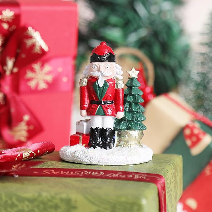 Christmas Village Accessories Ornaments Resin Christmas Village Sets Decoration for Xmas Festival Holiday (Walnut Soldier)