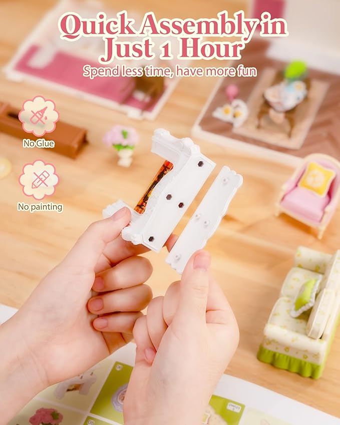 Rolife Super Creator Kits, Tiny House Building Blocks for Little Dolls, DIY Plastic Mini House Model Building Kits for Teens Aged 14+, DIY Crafts/Hobbies for Adults (Holiday Tea Time)